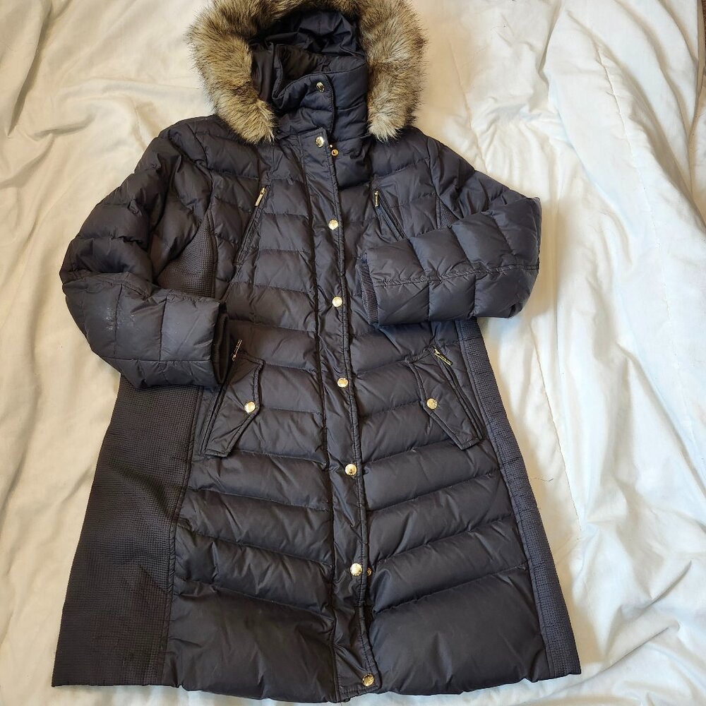 MICHAEL Michael KORS XL, GRAY, HOODED PUFFER COAT With front zipper closing